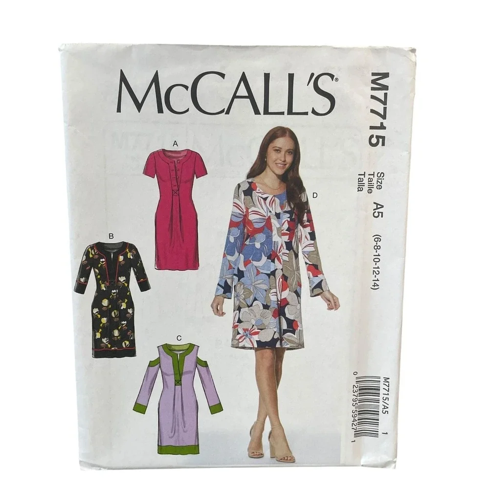 McCALL'S M7715 Misses' Dress Sewing Pattern‎ Sizes 6-14 Modern